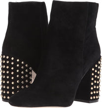 Load image into Gallery viewer, Jessica Simpson Wexton Black Suede Metallic Stud Chunky Block Heel Boots 5.5 M