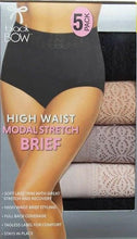 Load image into Gallery viewer, Black Bow Ladies' 5-Pack High Waist Modal Stretch Briefs with Lace