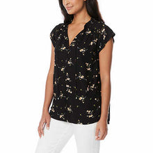 Load image into Gallery viewer, Buffalo Ladies' Flutter Sleeve Floral Top Split Neckline Tie Closure
