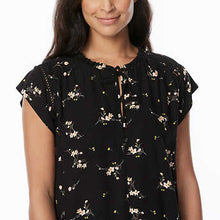 Load image into Gallery viewer, Buffalo Ladies' Flutter Sleeve Floral Top Split Neckline Tie Closure
