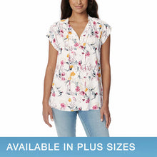 Load image into Gallery viewer, Buffalo Ladies' Flutter Sleeve Floral Top Split Neckline Tie Closure