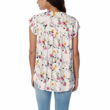 Load image into Gallery viewer, Buffalo Ladies' Flutter Sleeve Floral Top Split Neckline Tie Closure