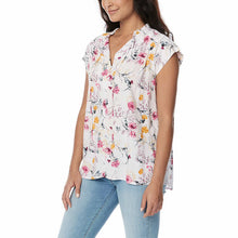 Load image into Gallery viewer, Buffalo Ladies' Flutter Sleeve Floral Top Split Neckline Tie Closure