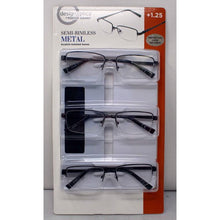 Load image into Gallery viewer, Design Optics By Foster Grant Semi-Rimless Metal 3 Pack