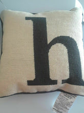 Load image into Gallery viewer, Sparrow & Wren Letter Needlepoint Decorative Pillow, 12 x 12, Ivory / Gray