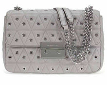 Load image into Gallery viewer, Michael Kors Sloan Studded Shoulder Bag Pearl Grey NWT