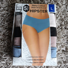 Load image into Gallery viewer, Felina, 5-Pack Pima Cotton Wide Waistband Hipster Panties, Large OpenBox