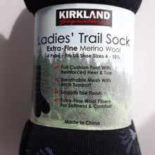 Load image into Gallery viewer, Kirkland Signature Ladies' Crew Trail Socks Extra-Fine Merino Wool Teal-4Pairs-N