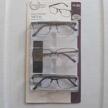 Load image into Gallery viewer, Design Optics By Foster Grant Full Frame Metal +1.50, 3 Pack