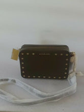Load image into Gallery viewer, Michael Kors Ginny Medium Camera Olive Leather Stars Studs Crossbody Bag New