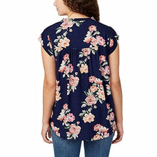 Load image into Gallery viewer, Buffalo Ladies' Flutter Sleeve Floral Top Split Neckline Tie Closure