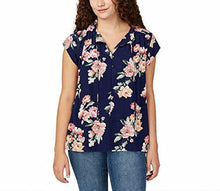 Load image into Gallery viewer, Buffalo Ladies' Flutter Sleeve Floral Top Split Neckline Tie Closure