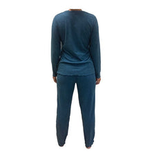 Load image into Gallery viewer, Eddie Bauer Ladies' Sleep Pajama 2 Piece Set Long Sleeve Henley Pants Teal L