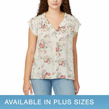 Load image into Gallery viewer, Buffalo Ladies' Flutter Sleeve Floral Top Split Neckline Tie Closure
