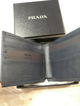 Load image into Gallery viewer, Prada Saffiano Navy Calf Leather Men's Billfold Wallet 2MO513 Baltico NWT