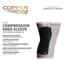 Load image into Gallery viewer, Copper Fit Elite Knee Compression Sleeve L/XL Copper Infused 16-20"
