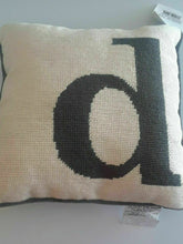 Load image into Gallery viewer, Sparrow & Wren Letter Needlepoint Decorative Pillow, 12 x 12, Ivory / Gray