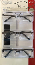 Load image into Gallery viewer, Design Optics By Foster Grant Semi-Rimless Metal 3 Pack
