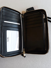 Load image into Gallery viewer, COACH Smooth Leather Double Zip Phone Wallet Black One Size