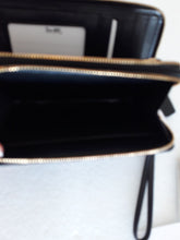 Load image into Gallery viewer, COACH Smooth Leather Double Zip Phone Wallet Black One Size