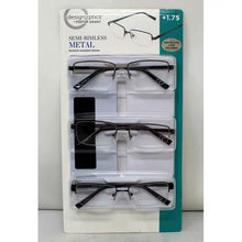 Load image into Gallery viewer, Design Optics By Foster Grant Semi-Rimless Metal 3 Pack