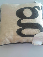 Load image into Gallery viewer, Sparrow & Wren Letter Needlepoint Decorative Pillow, 12 x 12, Ivory / Gray