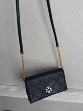 Load image into Gallery viewer, Tory Burch Georgia Turn-lock Mini Crossbody Shoulder Bag Navy Blue and Gold