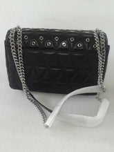Load image into Gallery viewer, Michael Kors Sloan Chain Large Grommet Shoulder Bag, Silver Tone . Black- NWT