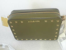 Load image into Gallery viewer, Michael Kors Ginny Medium Camera Olive Leather Stars Studs Crossbody Bag New