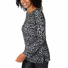 Load image into Gallery viewer, Mario Serrani Womens Long Sleeve Crew Neck Top Brown Leopard