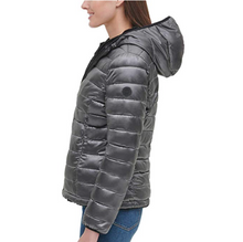 Load image into Gallery viewer, Andrew Marc Womens Ladies Granite Black Hooded Reversible Puffer Jacket