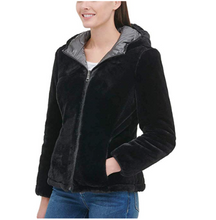Load image into Gallery viewer, Andrew Marc Womens Ladies Granite Black Hooded Reversible Puffer Jacket