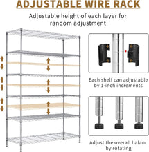 Load image into Gallery viewer, 6 Tier Commercial Wire Shelving Rack 48"x18"x82" Metal Rack W/Casters, Chrome
