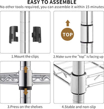 Load image into Gallery viewer, 6 Tier Commercial Wire Shelving Rack 48"x18"x82" Metal Rack W/Casters, Chrome
