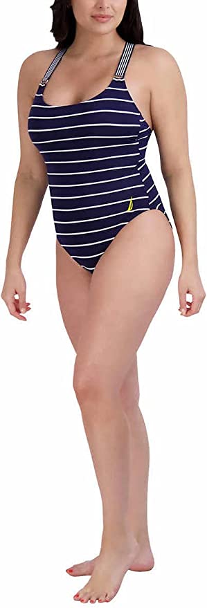 Nautica Womens Cross Back One Piece Swimsuit
