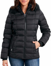Load image into Gallery viewer, Nautica Womens Faux Fur Trim Hooded Midweight Puffer Jacket
