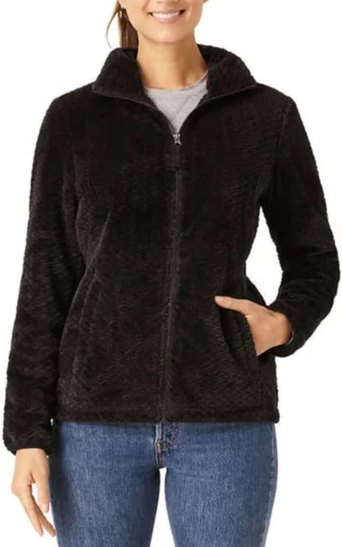 Free2B Women's Braided Butter Pile Full Zip Jacket