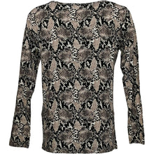 Load image into Gallery viewer, Mario Serrani Womens Long Sleeve Crew Neck Top  Brown Leopard
