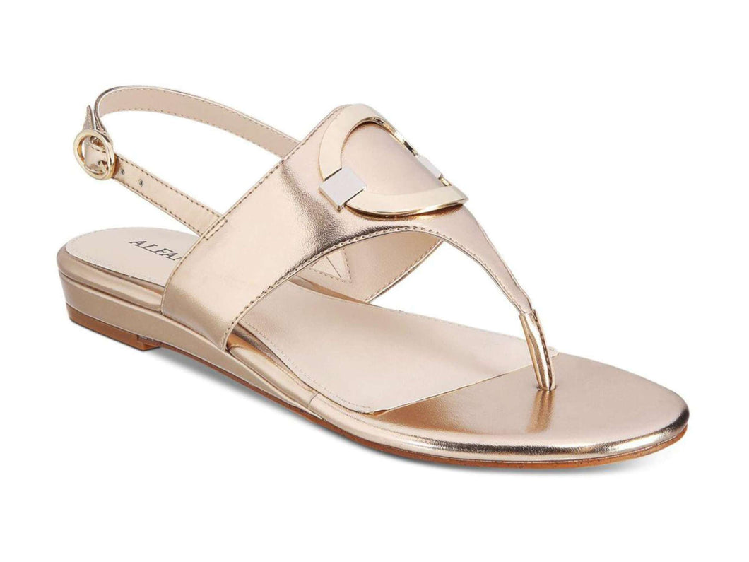 Alfani Womens Hamlyn Flat Sandals Light Gold 6M