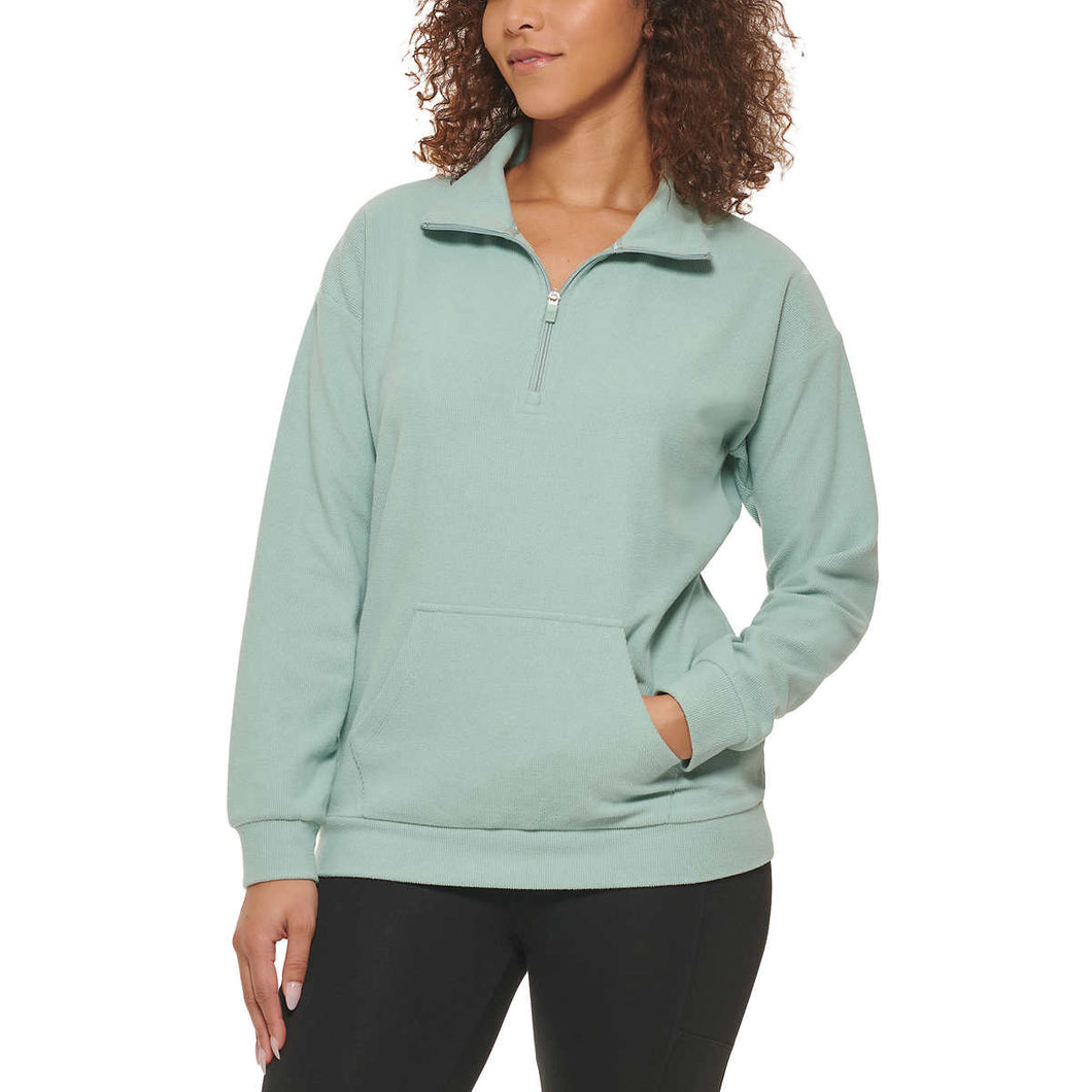 Marc New York Ladies' Ribbed Quarter Zip Pullover with Pockets