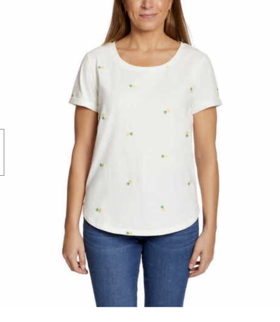 Vintage America Ladies Short Sleeve Embroidered Tee Relaxed Fit