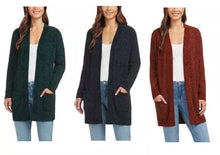 Load image into Gallery viewer, Matty M Rib Stitch Chenille Cardigan, Front Patch Pockets
