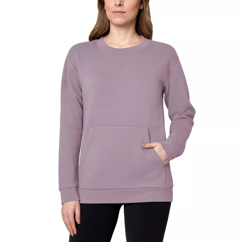 Mondetta Soft Fleece Kangaroo Pocket Crewneck Top Casual Active Sweatshirt