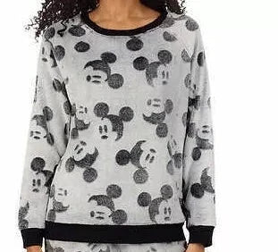 Disney Cozy Gray MICKEY MOUSE Fluffy Fleece Pajama/Lounge Top