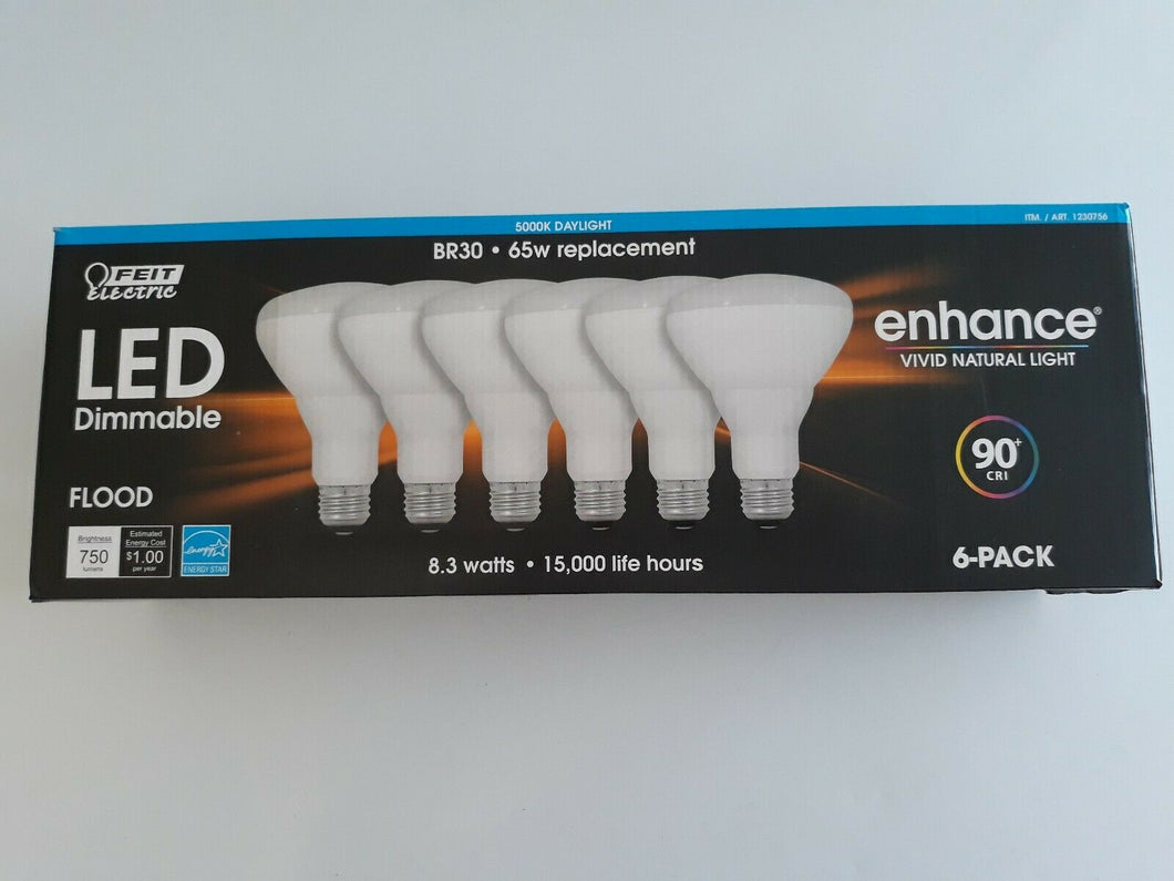 FEIT LED DIMMABLE ENHANCE FLOOD LIGHT 5000K 65W 6-Pk Daylight