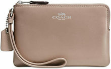 Load image into Gallery viewer, COACH Women&#39;s Box Program Small Wristlet Silver/Stone Beige Wallet Leather New
