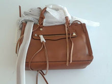 Load image into Gallery viewer, Rebecca Minkoff Micro Regan Leather Satchel Crossbody Bag Almond Brown
