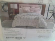 Load image into Gallery viewer, Hudson Park Collection Seed Stitch Trellis KING Duvet Cover +2 Shams Set Ivory
