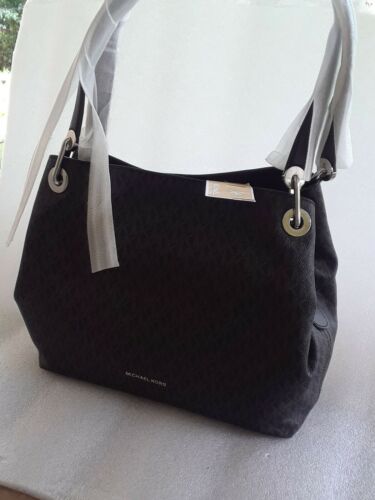 Michael Kors Signature Raven Large Shoulder Tote - Black - New $298