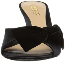 Load image into Gallery viewer, Ralph Lauren Genevie Black Satin Sandal Size 5.5M
